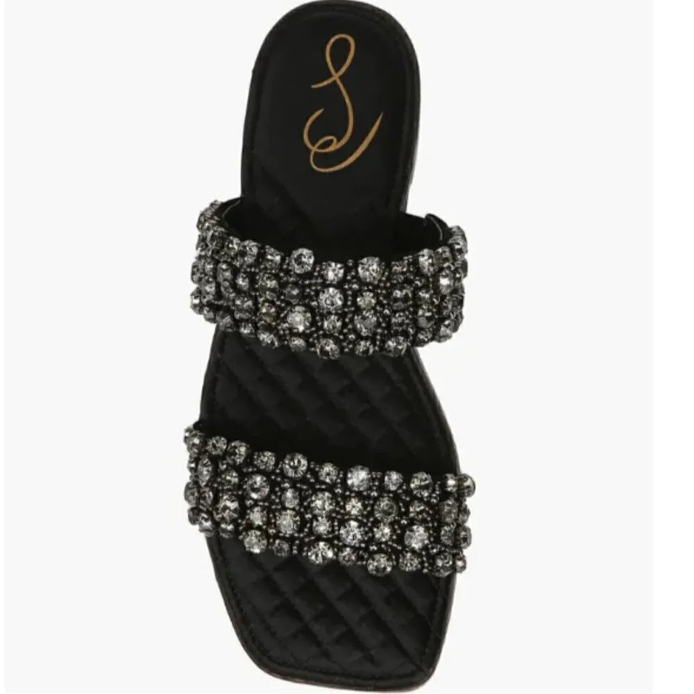 Sam Edelman Women's Ezel Black Crystal Embellished Sandals - Size 7.5
